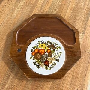 Vintage Floral Wooden Serving Tray